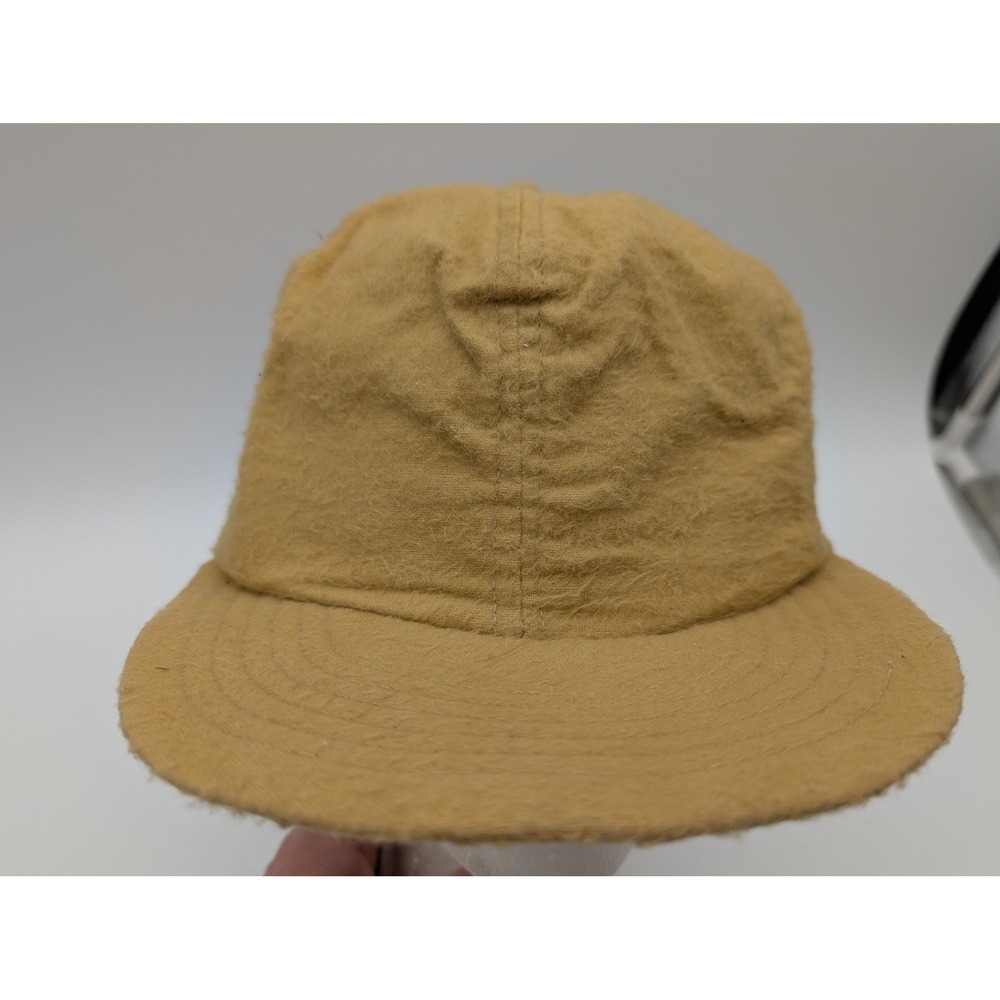Unbranded Tan Textured Short Brim Fuzzy Cap Made in USA Medium